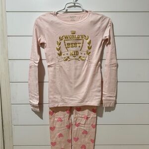 Pink Pajama Set with Gold Print